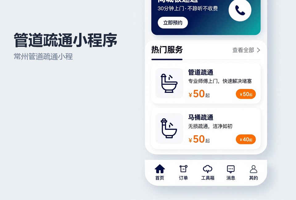 常州管道疏通小程序,管道疏通小程序开发,常州小程序开发案例,常州飞傲软件科技有限公司
