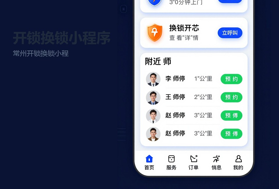 常州开锁换锁小程序,开锁派单系统,锁芯型号库,常州小程序开发,师傅接单小程序