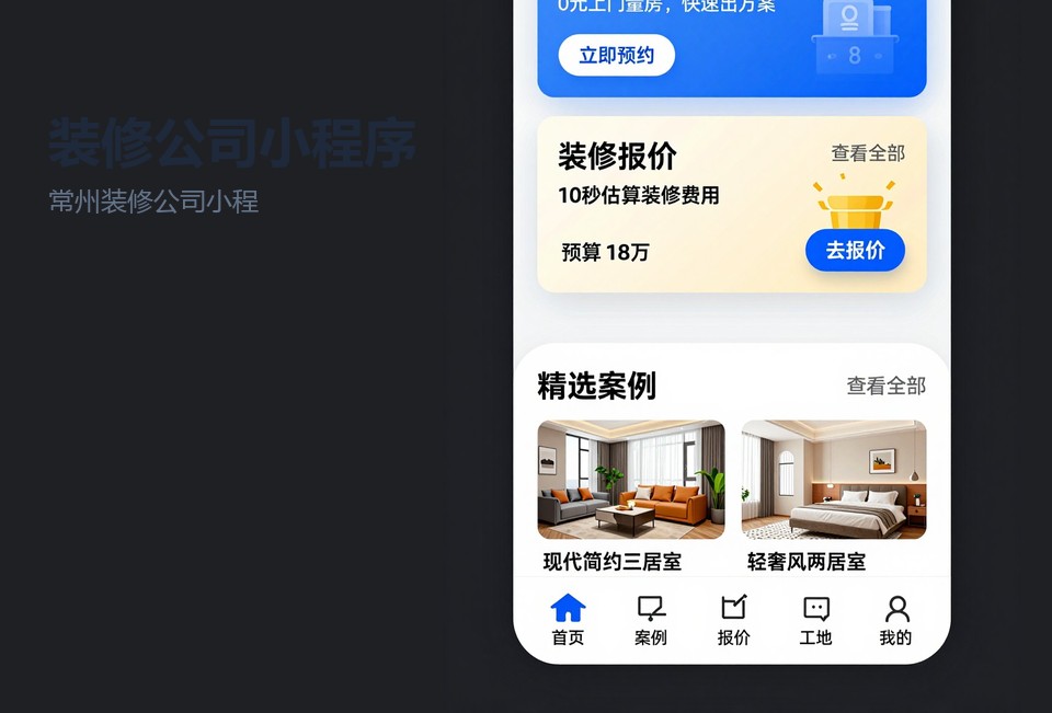 常州装修公司小程序,装修小程序开发,量房预约小程序,工地播报小程序,常州小程序开发