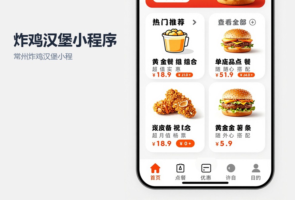 常州炸鸡汉堡小程序开发,扫码点餐小程序,会员集章小程序,常州小程序开发,餐饮小程序案例