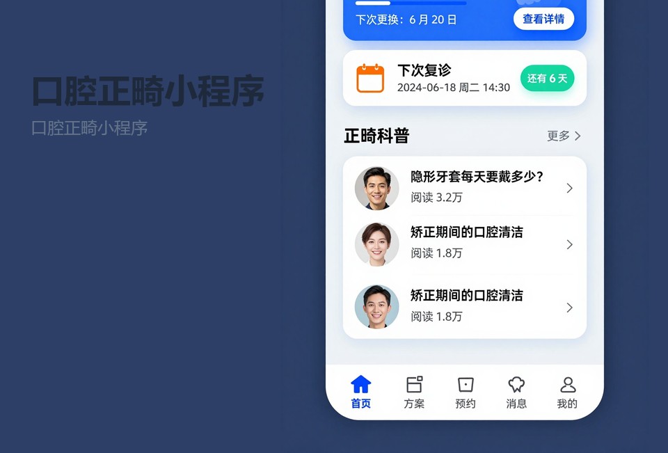 口腔正畸小程序,常州小程序开发,正畸复诊提醒,患者档案管理,小程序开发案例