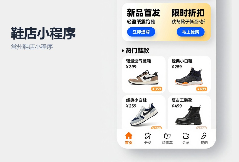 常州鞋店小程序,鞋店小程序开发,常州小程序定制,到店自提小程序,会员积分小程序