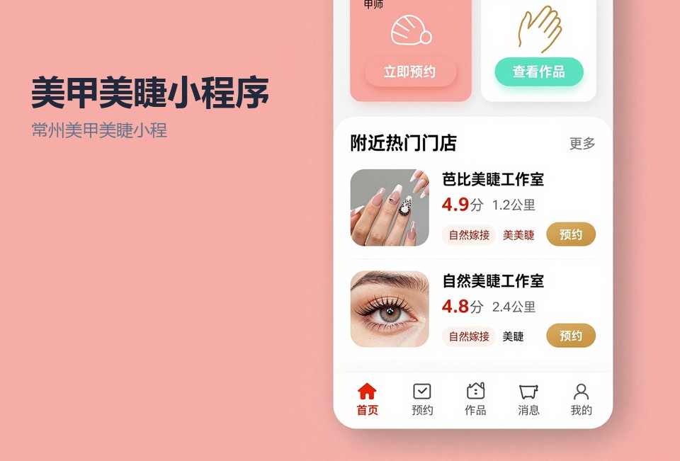 常州美甲美睫小程序,美甲预约小程序,美睫会员次卡,常州小程序开发,美甲店管理小程序